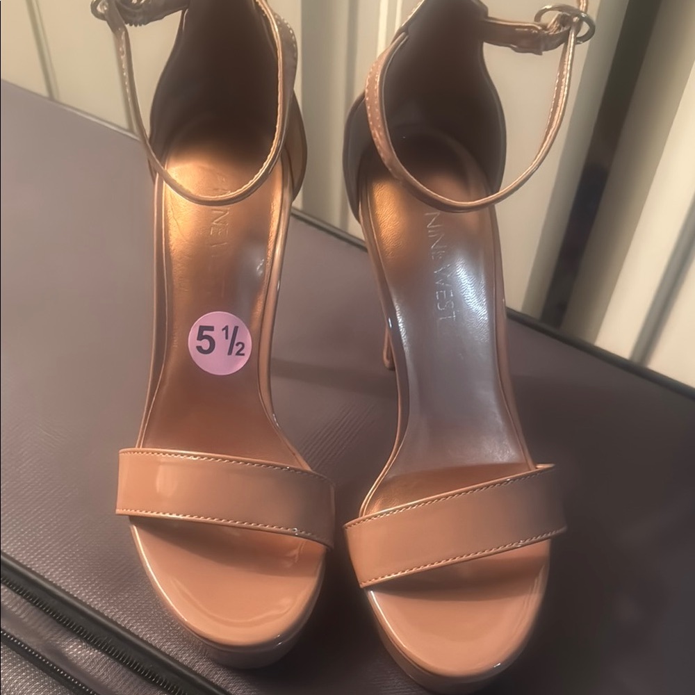 Nine West Tan Heeled Sandals with Ankle Strap